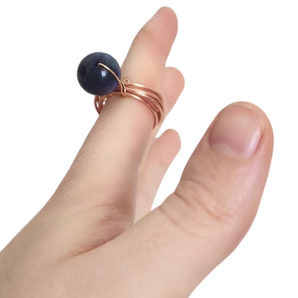 Natural Galaxy Tiger Eye Cooper Wire Ring - Picture 1 of 3